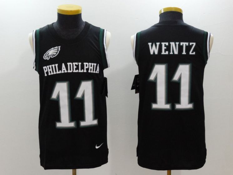 Men Philadelphia Eagles #11 Carson Wentz Black Rush Player Name Number Tank Top stitched NFL Jerseys